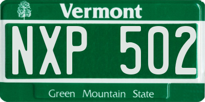 VT license plate NXP502