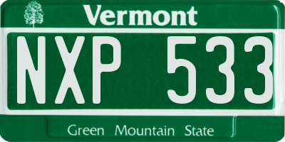 VT license plate NXP533