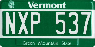 VT license plate NXP537