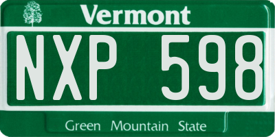 VT license plate NXP598
