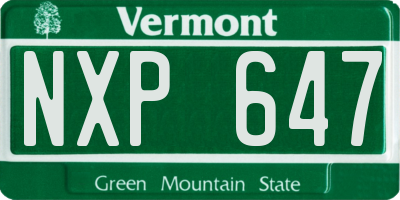 VT license plate NXP647