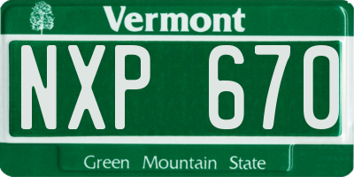 VT license plate NXP670