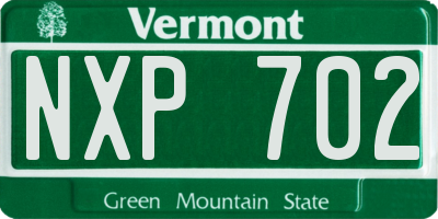 VT license plate NXP702