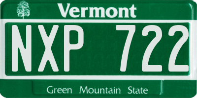 VT license plate NXP722