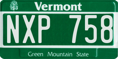 VT license plate NXP758