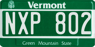VT license plate NXP802