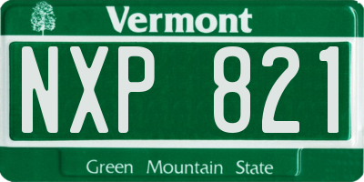 VT license plate NXP821