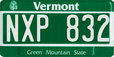 VT license plate NXP832