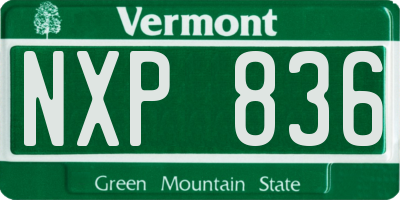 VT license plate NXP836