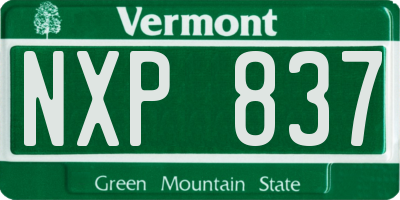VT license plate NXP837