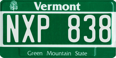 VT license plate NXP838