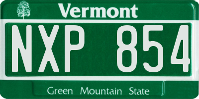 VT license plate NXP854