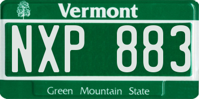 VT license plate NXP883