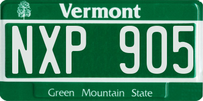 VT license plate NXP905
