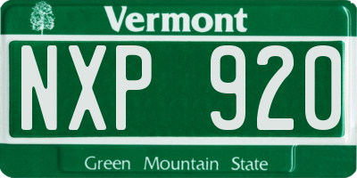 VT license plate NXP920