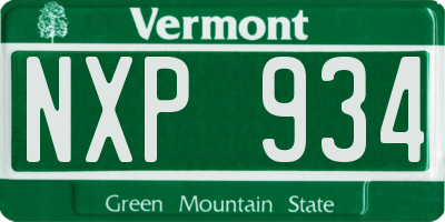 VT license plate NXP934