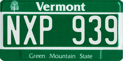VT license plate NXP939