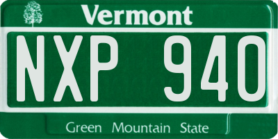 VT license plate NXP940