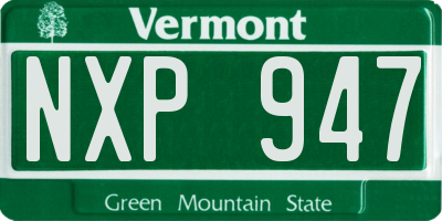 VT license plate NXP947