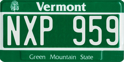VT license plate NXP959