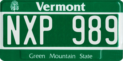 VT license plate NXP989