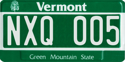 VT license plate NXQ005