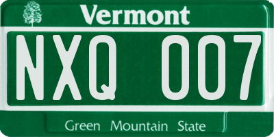 VT license plate NXQ007