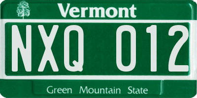 VT license plate NXQ012