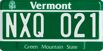 VT license plate NXQ021