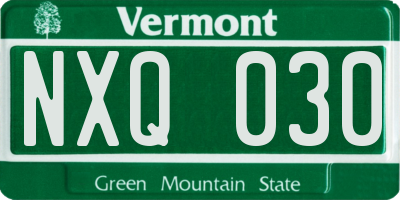 VT license plate NXQ030