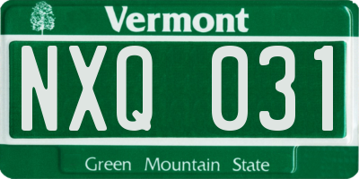 VT license plate NXQ031