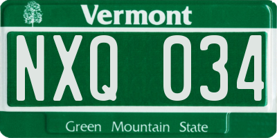 VT license plate NXQ034