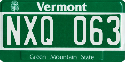 VT license plate NXQ063