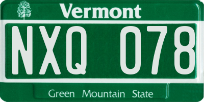 VT license plate NXQ078