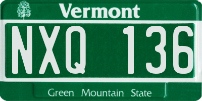 VT license plate NXQ136