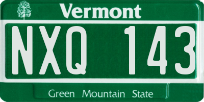VT license plate NXQ143