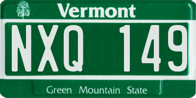VT license plate NXQ149