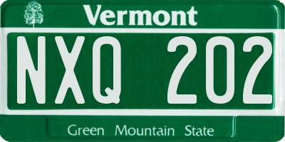 VT license plate NXQ202