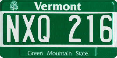 VT license plate NXQ216