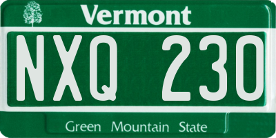 VT license plate NXQ230