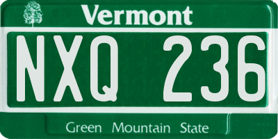VT license plate NXQ236