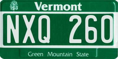 VT license plate NXQ260