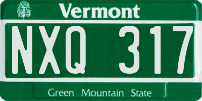 VT license plate NXQ317