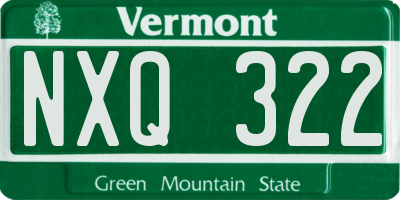 VT license plate NXQ322
