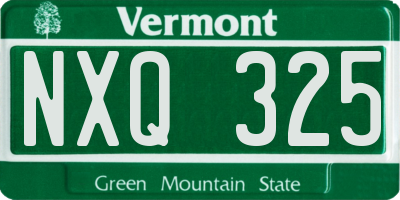 VT license plate NXQ325