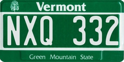 VT license plate NXQ332