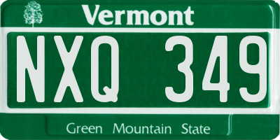 VT license plate NXQ349