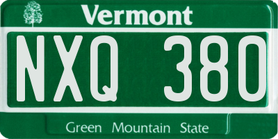 VT license plate NXQ380