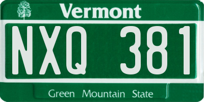 VT license plate NXQ381