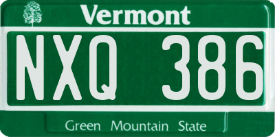 VT license plate NXQ386